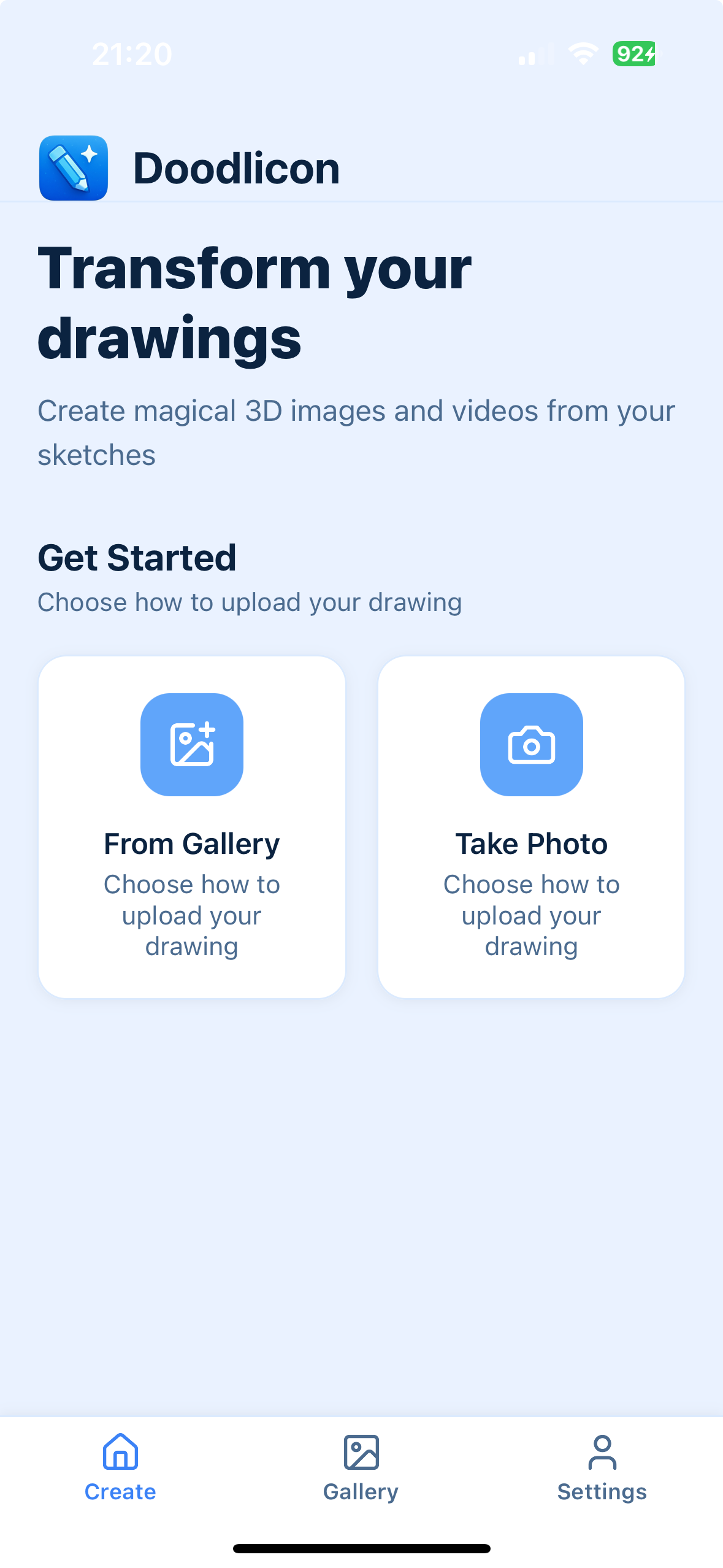 Sketchtoo app — Create screen